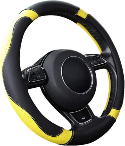 Auto Stuurhoes Stuurwielbeschermer Stuurhoes Microfiber Leer Universeel 37-38cm/15" Antislip Ademend Duurzaam (Geel)