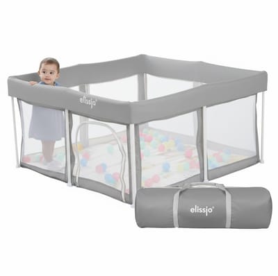 Elissio® - Grondbox Baby - Inklapbare Speelbox - Kruipbox - Kinderbox - Playpen Baby - 125x125x65 CM - Grijs