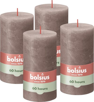 Rustieke stompkaarsen - Taupe - 4 stuks - Decoratieve kaarsen voor huis - Brandduur 60 uur - Ongeparfumeerd - Natuurlijke plantaardige was - 13 x 7 cm