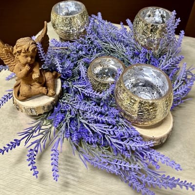 Seta Fiori - Kunstbloemen - krans – Lavendel – Engel -