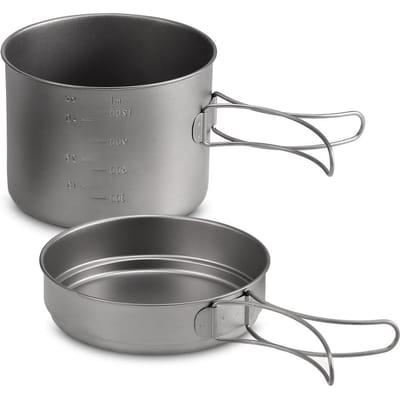1100ML / 1600ML Titanium Pot Pan Set Super Lichtgewicht Camping Kookgerei Set Draagbare Kookgereedschap 1600ml pot gray