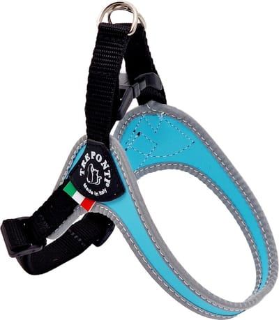 Tre Ponti Fibbia Verstelbaar Tuig Blauw&Reflectie - Hondenharnas - 30 - 40 cm