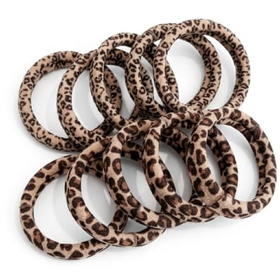 Beige elastische haar elastieken set 10 stuks – luipaard print haar elastiekjes voor dames – zachte ronde haaraccessoires voor dagelijks gebruik en verschillende haarstijlen