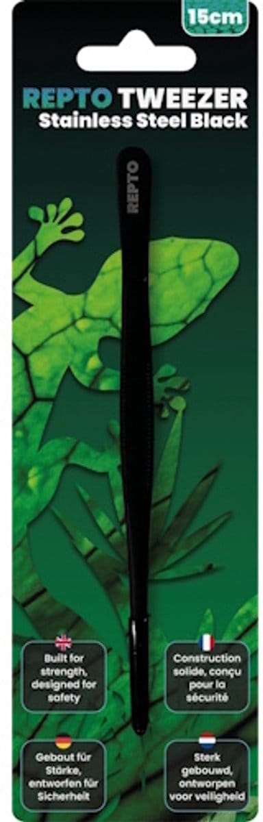 Repto Tweezer RVS Zwart voederpincet voor reptielen 15CM