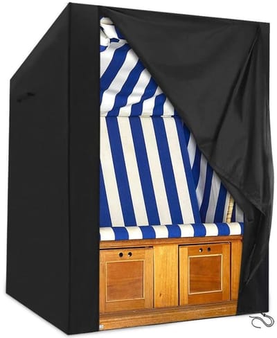 Strandstoelhoes - Strandstoelbeschermer - Strandstoelhoes van 420D Oxford-stof - Winddicht - UV-bescherming - Scheurvast - Strandstoelhoes waterdicht - Zwart - 135 x 105 x 175/140 cm