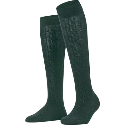 FALKE Declivity lang eenkleurig wol kniekousen dames groen - maat 35-38