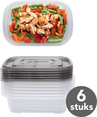 Meal prep Bakjes - Diepvriesbakjes - 890ml - 6 Stuks - BPA vrij - PFAS vrij - Vershoudbakjes set met deksel - Bewaarbakjes - Magnetron bakjes – Diepvriesdozen - Meal prep container - Vershouddoos - Stevig en Herbruikbaar - LocknLock