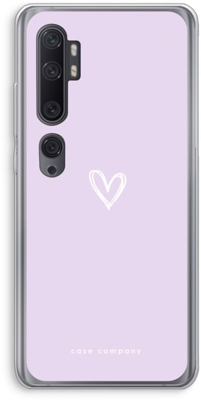 Case Company® - Hoesje geschikt voor Xiaomi Mi Note 10 Pro hoesje - Klein hartje paars - Soft Cover Telefoonhoesje - Bescherming aan alle Kanten en Schermrand