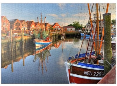 Vissershaven Met Krabboten In Het Avondlicht - Premium 1000 Stukjes Puzzel - Speciale Collectie
