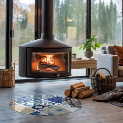 Coloray Vloerplaat Houtkachel - Onderplaat Kachel - 80 cm x 80 cm - Houtkachel Vloerplaat - Blauw Vloerplaat Kachel - Plaat Kachel - Vloerplaat voor Houtkachel - Vloerplaat Open Haard - Onderplaat