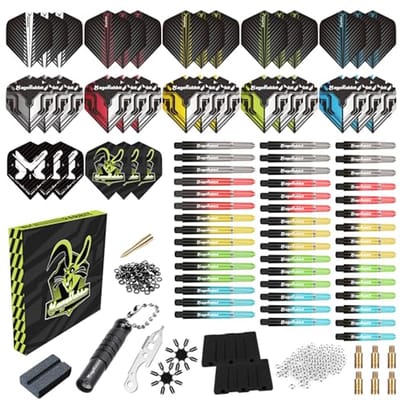 Dartflights Accessoireset met 36 Dartpijlen en 45 Schachten