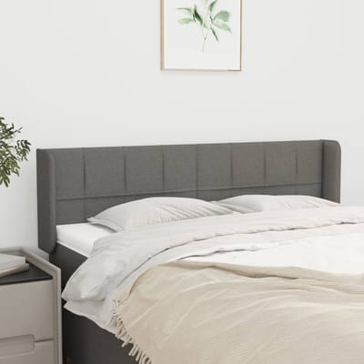 vidaXL - Hoofdbord - met - randen - 147x16x78/88 - cm - stof - donkergrijs