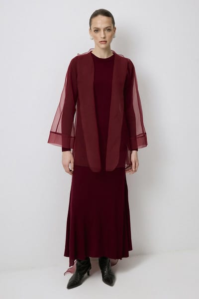 Touché Privé - Organza tuniek met V-hals - Bordeaux - Dames