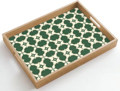 Dienblad hout 50x35 cm - Schootdienblad - Tegel - Klassiek - Groen - Borrelplank rechthoek - Plateau dienbladen