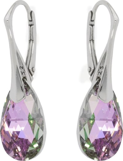 DBD - Zilveren Oorbellen - Swarovski Kristal - Druppel - Groen Roze - 16MM - Anti Allergisch