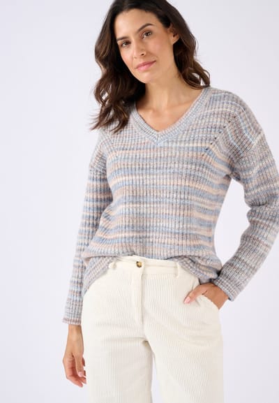 Damart - Trui van voorgevormd garen met streepeffect - Dames - Blauw - XS