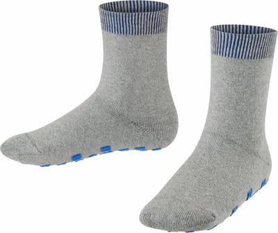 Foot Logo Slofsokken voor meisjes en jongens comforabel dik mid-rise zonder motief met noppen winter ondoorzichtig warm thermisch biologisch Organisch Katoen Grijs Kinderen sokken - Maat 31-34
