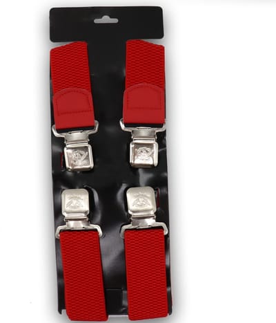 Bretels | Kleur: Rood | Bretels Heren Volwassenen | Stevige Clips | Sterke Clips | Brede Clips | 4 Clips |One Size Fits All