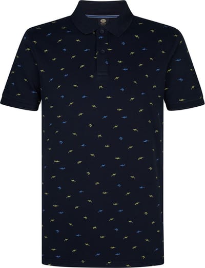 Petrol Industries - Heren All-over Print Polo Palmview - Blauw - Maat S