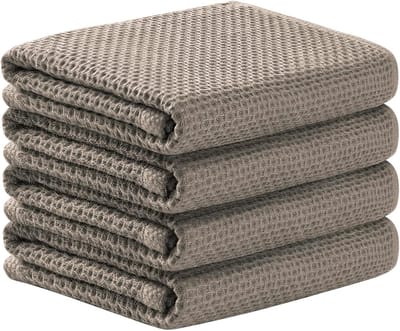 Katoenen Keukendoeken - Theedoeken Wafelstof - Keuken Schoonmaken - Zeer Absorberend - 4 Stuks 45x70cm - Koffie