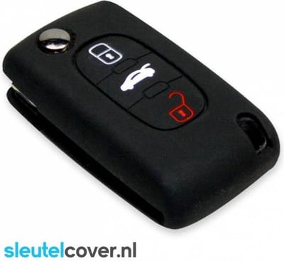 Autosleutel Hoesje geschikt voor Citroën - SleutelCover - Silicone Autosleutel Cover - Sleutelhoesje Zwart