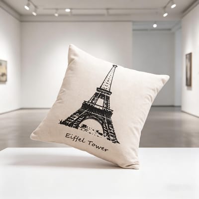 Vintage Eiffeltoren Kussenhoes, Parijs Thema Linnen Kussenhoes voor Moderne & Franse Stijl Woondecoratie 45x45cm