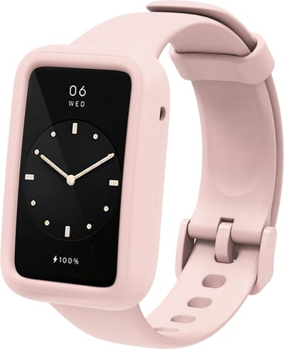 By Qubix - Siliconen sportbandje met case - Lichtroze - Geschikt voor Xiaomi Smart Band 7 Pro / Mi Band 7 Pro bandje