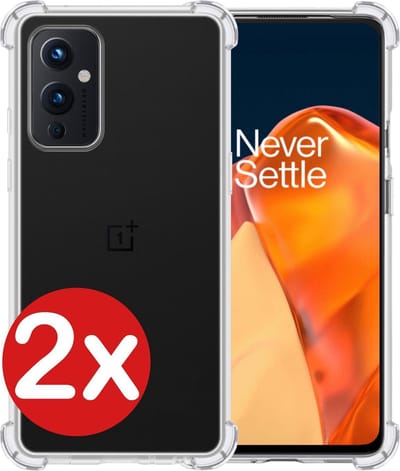 Hoesje - 2 Stuks - Geschikt voor OnePlus 9 - Sterk & Shockproof - Back Cover - Siliconen Case - Telefoon Hoes Shock Proof - Telefoonhoes - Transparant