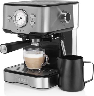 Princess 249415 Koffiezetapparaat - Koffiemachine - Espresso - Voor Gemalen Koffie & ESE-adapter - Melkopschuimer