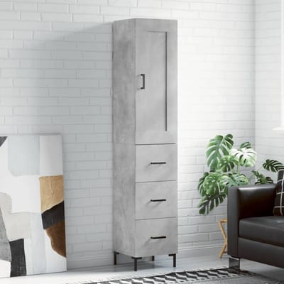 vidaXL - Hoge - kast - 34,5x34x180 - cm - bewerkt - hout - betongrijs