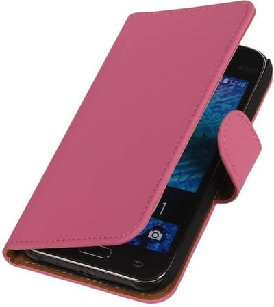 Effen Roze Samsung Galaxy J1 (2015) - Book Case Wallet Cover Hoesje