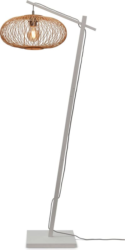 GOOD&MOJO Vloerlamp Cango - Bamboe Wit/Naturel - 62x40x150cm - Bohemian - Staande lampen voor Woonkamer - Slaapkamer