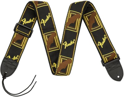 Gitaarband – Monogrammed – 2 inch – Black/Yellow/Brown