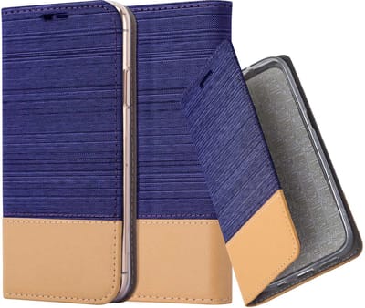Cadorabo Hoesje geschikt voor Apple iPhone 13 MINI in DONKERBLAUW BRUIN - Beschermhoes met magnetische sluiting, standfunctie en kaartvakje Book Case Cover Etui