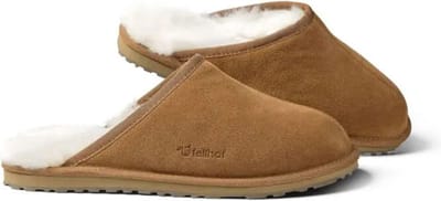 Fellhof Primo pantoffels heren maat 47 – bruin – lamswol – lamsleer - warme pantoffels – wollen pantoffels - sloffen – ademend - antislip zool
