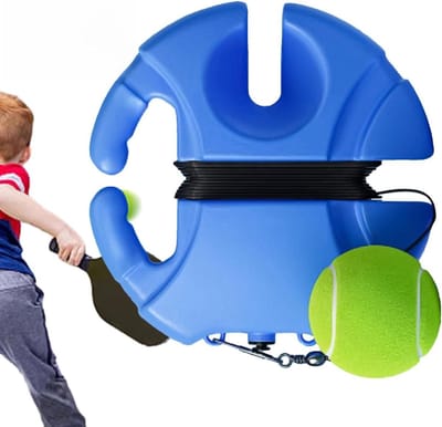 Tennistrainer Rebound - Oefenbal Tennis - Tennisvaardigheden Verbeteren - Automatische Terugslag - 25 cm Basis - Blauw