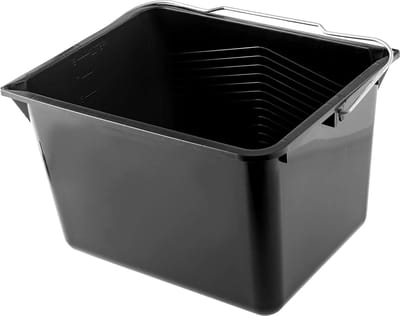 ADAX Verfemmer, vierkante schilderemmer van kunststof, emmer met handvat van metaal, stabiele wateremmer met gietrand, voor renovatie, tuin, schoonmaakemmer, rechthoekig, licht (8 l, 1 stuk, zwart)