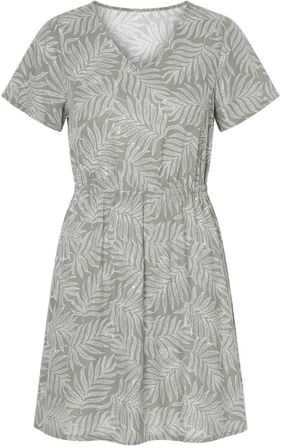 Angel of Style - Dames - Jurk A-lijn bladpatroon - Rietgroen - Maat 46