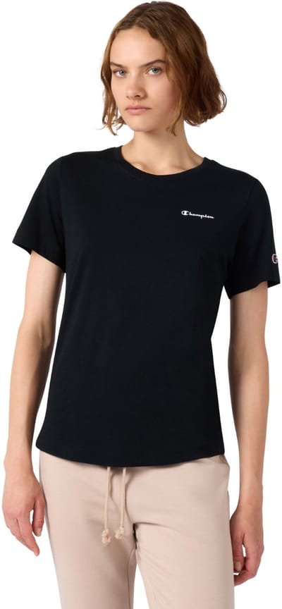 Champion T-shirt Dames Short Sleeve T shirt Zwart - Maat L