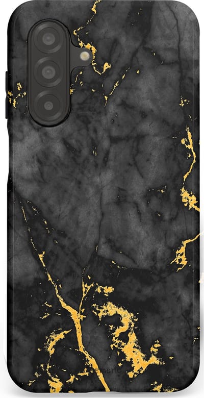 Casetastic hoesje geschikt voor Samsung Galaxy A26 - Dubbellaagse bescherming - Zwarte Marmer Goud - Fashion Case - Zwart Goud