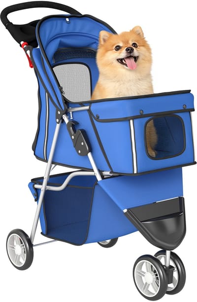 Pawhut Huisdierenbuggy-Staal, Oxford-stof-77L x 44B x 102H cm-Blauw