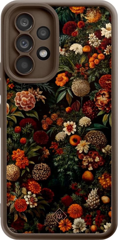 Casimoda® hoesje - Geschikt voor Samsung Galaxy A53 - Exotic Garden - Zwart TPU Backcover - Bloemen - Bruin/beige