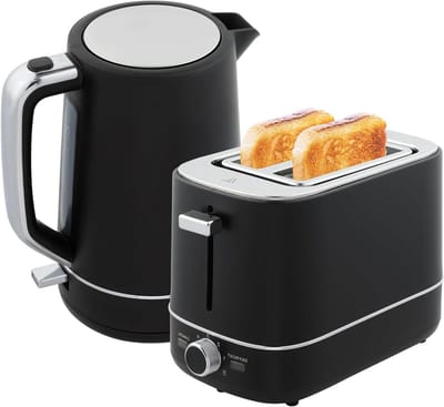 Wasserkocher Toaster Set - Ontbijt Set - Snel Ontbijten - 6 Braden Niveaus - 17 Liter - Zwart