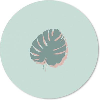 Muismat rond 20x20 cm - Mousepad Zomer - Monstera - Blauw - Ronde muismatten