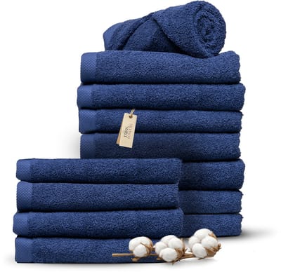 Miss Towels 70x140 Handdoeken Set 12 st.- 5 sterren Hotelkwaliteit - Badtextiel - Luxe Badhanddoeken - Zachte Badlakens - Marine Blauw - Made in Portugal