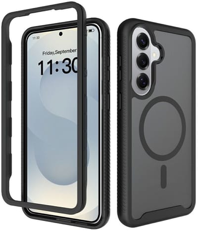 Hoesje met Ingebouwde Screenprotector Geschikt voor Samsung Galaxy S26 Plus - Compatibel met MagSafe / Qi2 - Full Protect - Schokbestendige Beschermhoes - Case Transparant Zwart