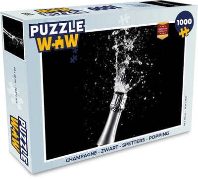Puzzel Champagne - Zwart - Spetters - Popping - Legpuzzel - Puzzel 1000 stukjes volwassenen