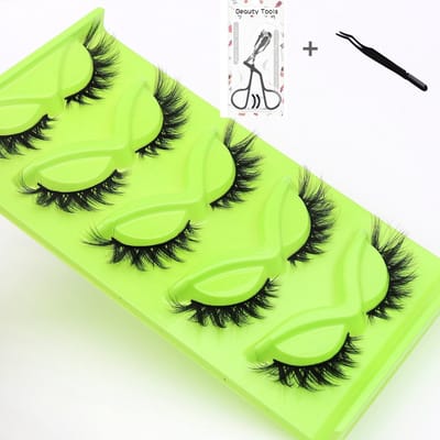 5 paar Nepwimpers - 3D valse wimpers - dik - driedimensionaal - gratis wimperkruller-gratis wimperkam - 14mm - zwart