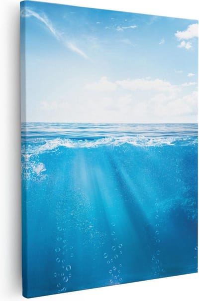 Artaza Canvas Schilderij Zee - 80x100 cm - Groot - Wanddecoratie Onderwater - Muurdecoratie Strand - Decoratie Zonlicht