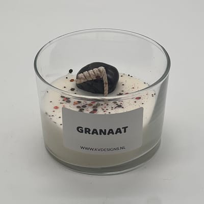 Kaars in glazen pot - edelsteen - Granaat
